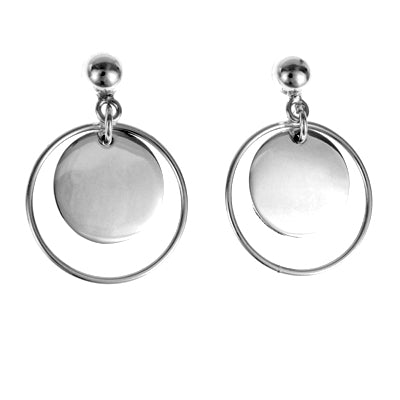 MM M1-31 8 OPEN CIRCLE WITH DISC DROP EARRINGS