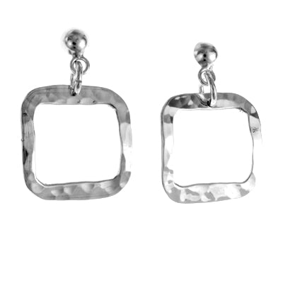MM M1-85 7 HAMMERED SQUARE DROP POST EARRINGS